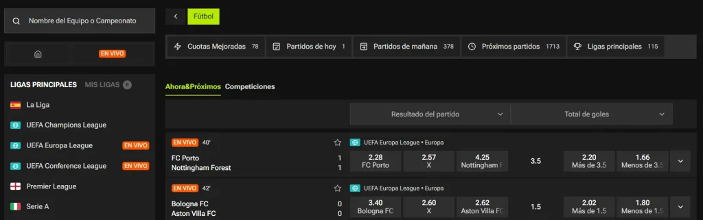 Fútbol en vivo